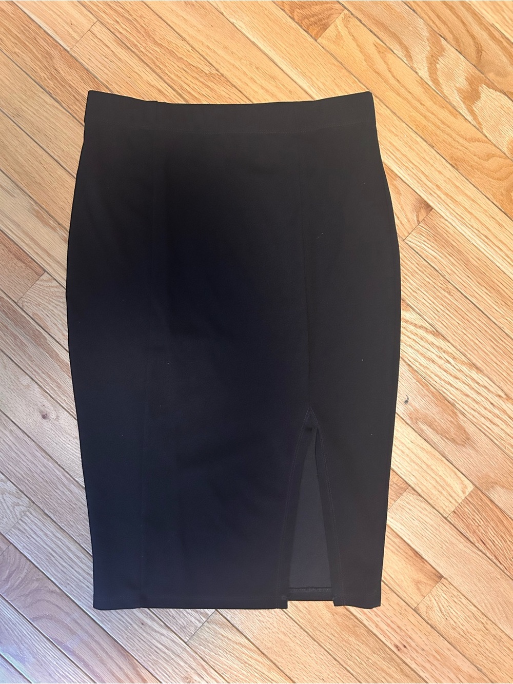 Revamped Black Pencil Skirt with Front Slit